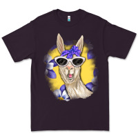 Plum Llama With Sunglasses Premium Tee - RanaPortraitStore
