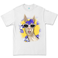 White Llama With Sunglasses Premium Tee - RanaPortraitStore