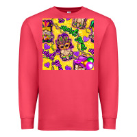 Cardinal Mardi gras gnomies seamless pattern Premium Sweatshirt - BundleAndBundleShop