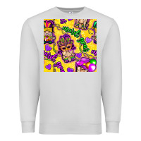 Dove Grey Mardi gras gnomies seamless pattern Premium Sweatshirt - BundleAndBundleShop