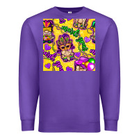 Purple Mardi gras gnomies seamless pattern Premium Sweatshirt - BundleAndBundleShop