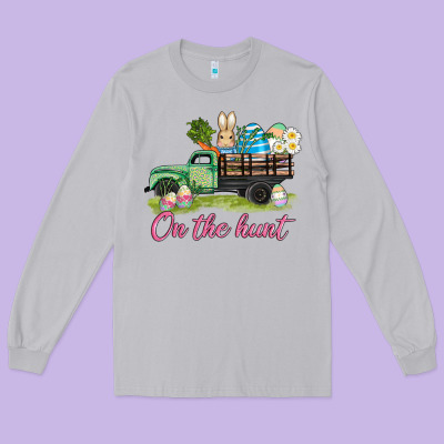 Easter On The Hunt Long Sleeve Tee Designed By Adodesignshop