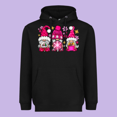 Pink Christmas Winter Gnomes Heavyweight Hoodie Designed By Nancycooperartshop