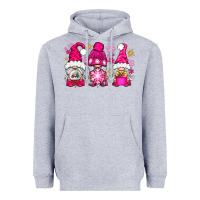 Heather Grey Pink Christmas winter gnomes Heavyweight Hoodie - NancyCooperArtShop