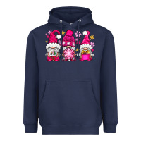 Navy Pink Christmas winter gnomes Heavyweight Hoodie - NancyCooperArtShop