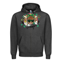 Charcoal Heather st. patrick's day highland cow Zipper Hoodie - MaliasSmallBusiness