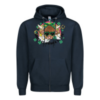 Navy st. patrick's day highland cow Zipper Hoodie - MaliasSmallBusiness