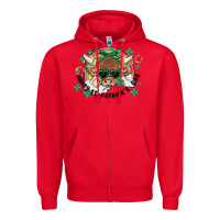 Red st. patrick's day highland cow Zipper Hoodie - MaliasSmallBusiness
