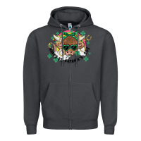 Smoke st. patrick's day highland cow Zipper Hoodie - MaliasSmallBusiness