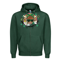 Sports Green st. patrick's day highland cow Zipper Hoodie - MaliasSmallBusiness