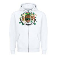 White st. patrick's day highland cow Zipper Hoodie - MaliasSmallBusiness
