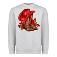 Valentines Day Cowboy Boots Red  And Roses Heavyweight Sweatshirt | Teevron