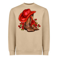 Mushroom valentines day cowboy boots red  and roses Heavyweight Sweatshirt - AdoDesignShop