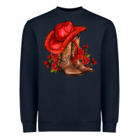 Navy valentines day cowboy boots red  and roses Heavyweight Sweatshirt - AdoDesignShop