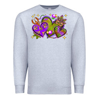 Heather Grey Mardi Gras Hearts Premium Sweatshirt - BundleAndBundleShop