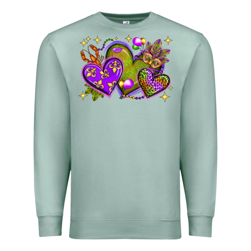 Mardi Gras Hearts Premium Sweatshirt by BundleAndBundleShop | Teevron