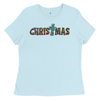 Baby Blue christmas cross Ladies Tee - AdoDesignShop