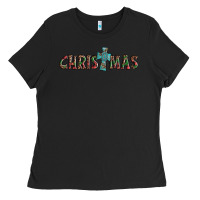 Black christmas cross Ladies Tee - AdoDesignShop