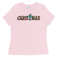 Bubblegum Pink christmas cross Ladies Tee - AdoDesignShop