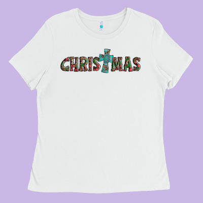 Christmas Cross Ladies Tee Designed By Adodesignshop