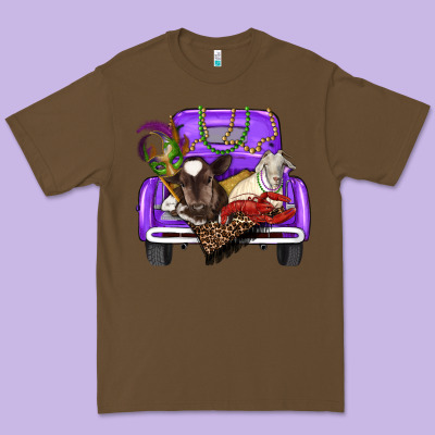 Premium Tee Mardi Gras Truck With Farm Animals