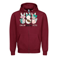 Burgundy easter chilling with my peeps bunny Zipper Hoodie - MaliasSmallBusiness