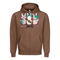 Chestnut easter chilling with my peeps bunny Zipper Hoodie - MaliasSmallBusiness