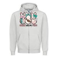 Dove Grey easter chilling with my peeps bunny Zipper Hoodie - MaliasSmallBusiness