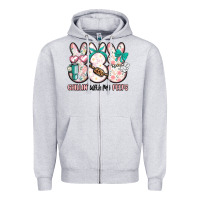 Heather Grey easter chilling with my peeps bunny Zipper Hoodie - MaliasSmallBusiness