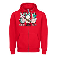 Red easter chilling with my peeps bunny Zipper Hoodie - MaliasSmallBusiness