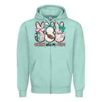 Seafoam easter chilling with my peeps bunny Zipper Hoodie - MaliasSmallBusiness