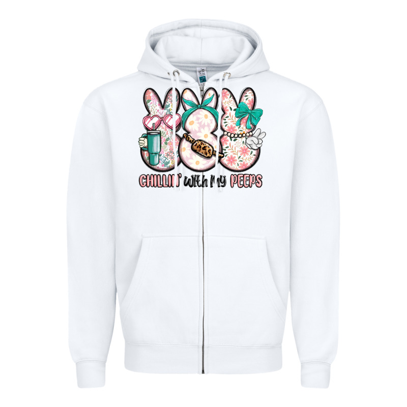 Easter Chilling With My Peeps Bunny Zipper Hoodie by MaliasSmallBusiness | Teevron
