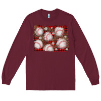 Burgundy baseball christmas background Long Sleeve Tee - AdoDesignShop