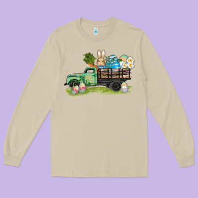 Easter Hunt İn Truck Long Sleeve Tee Designed By Adodesignshop