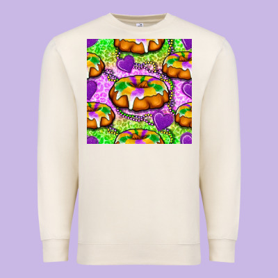 Mardi Gras King Cake Seamless Pattern Premium Sweatshirt Designed By Bundleandbundleshop