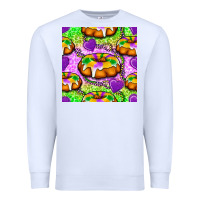 White Mardi Gras king cake seamless pattern Premium Sweatshirt - BundleAndBundleShop