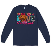 Navy love dachshunds Long Sleeve Tee - Artiststas