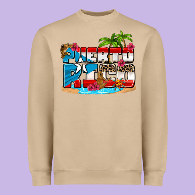 Puerto Rico And Flowers With Frog Heavyweight Sweatshirt Designed By Adodesignshop