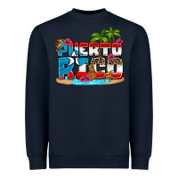 Navy puerto rico and flowers with frog Heavyweight Sweatshirt - AdoDesignShop