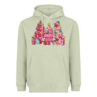 Matcha Pink Christmas trees Heavyweight Hoodie - NancyCooperArtShop