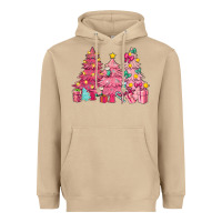 Mushroom Pink Christmas trees Heavyweight Hoodie - NancyCooperArtShop