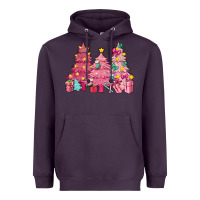 Plum Pink Christmas trees Heavyweight Hoodie - NancyCooperArtShop