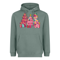 Sage Pink Christmas trees Heavyweight Hoodie - NancyCooperArtShop