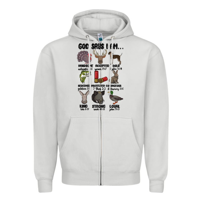 God Says I Am Hunting Zipper Hoodie by MaliasSmallBusiness | Teevron