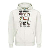 Oatmeal Heather god says i am hunting Zipper Hoodie - MaliasSmallBusiness