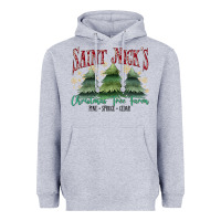 Heather Grey Saint Nick's Christmas Tree Farm Heavyweight Hoodie - MaliasSmallBusiness
