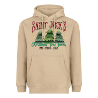 Mushroom Saint Nick's Christmas Tree Farm Heavyweight Hoodie - MaliasSmallBusiness