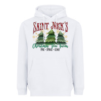 White Saint Nick's Christmas Tree Farm Heavyweight Hoodie - MaliasSmallBusiness