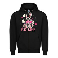 Black boujee checkered easter bunny egg trending Zipper Hoodie - MaliasSmallBusiness