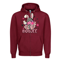 Boujee Checkered Easter Bunny Egg Trending Zipper Hoodie | Teevron